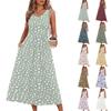 Ärmelloses Maxikleid mit Blumenprint für Damen, lässiger lockerer Schnitt, Sommer-Maxikleid mit Taschen, Rundhalsausschnitt