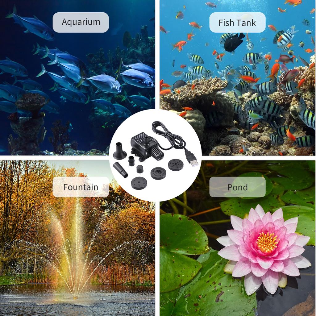 DECDL USB Brushless   with Nozzles Strainer  -quiet    5V   Brushless Water Oil Pump Waterproof Submersible Fountain Pump Aquariu