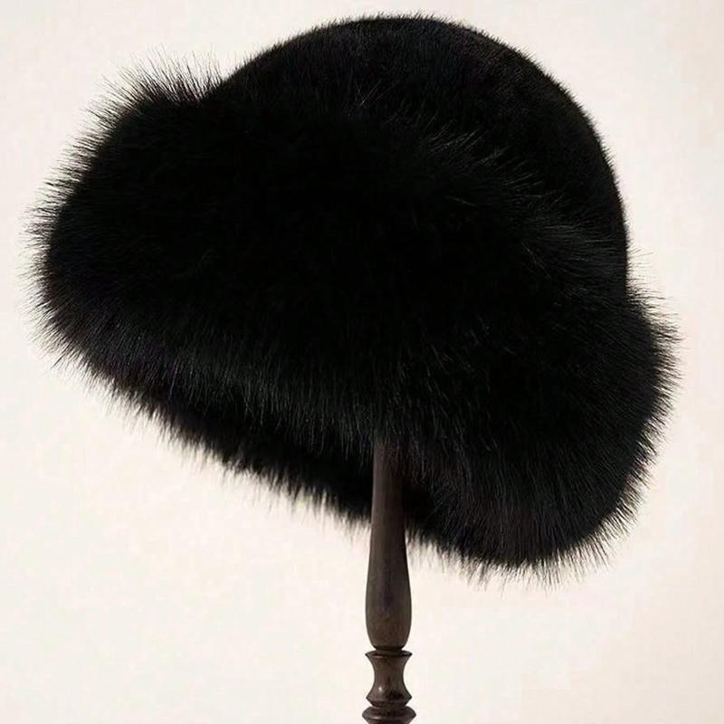 1pc Women Winter Furry Hat, European & Korean Style Warm Headwear, Solid Color Cute & Versatile, Thicker Design