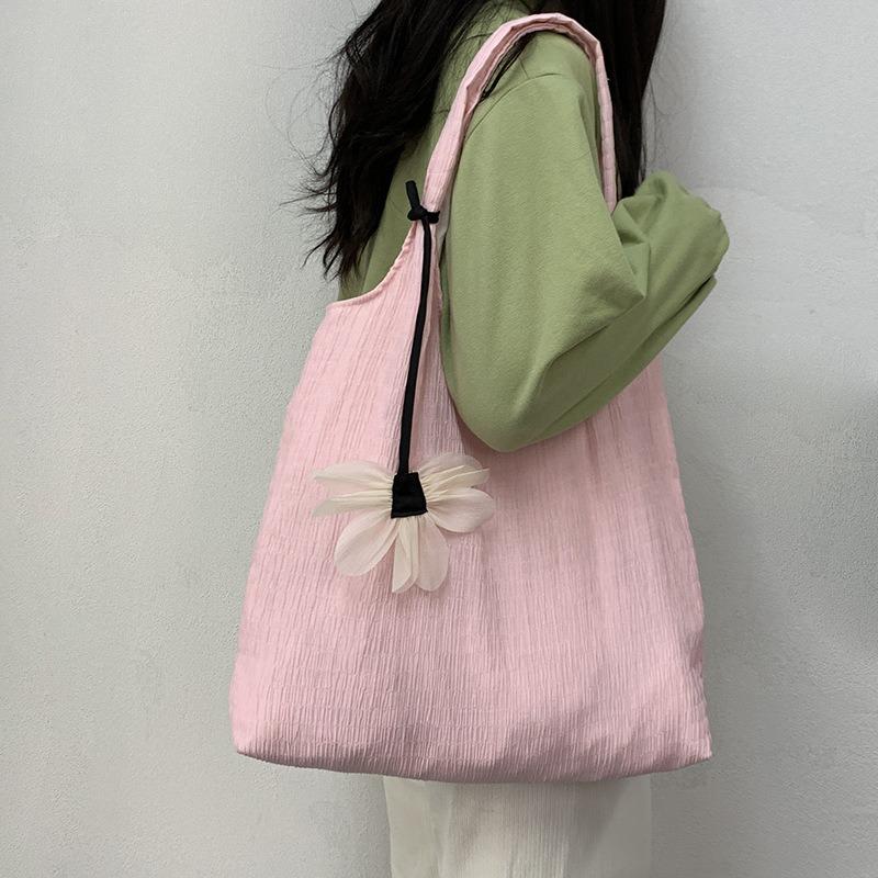 Dopamine Colorful Canvas Shoulder Bag Women Thin Large Capacity Bag