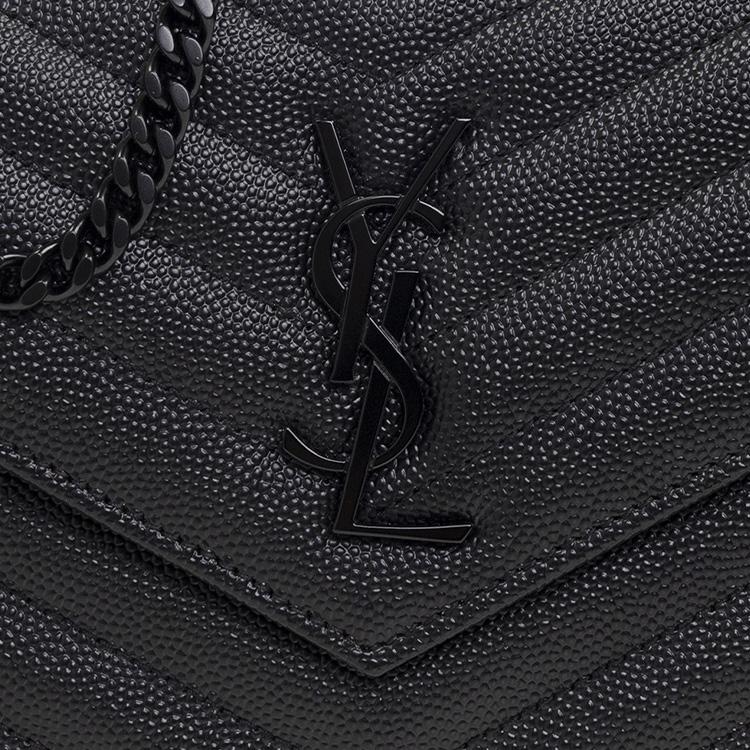 Saint Laurent Ysl Cassandre Removable Shoulder Strap Magnetic Snap Small Calfskin Wallet Crossbody Bag Women Bags Black 742920-BOW08-1000