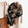 New Style Faux Cashmere Scarf for Women, Double-sided Shawl, Thickened and Warm, Leopard Print and Tiger Print Neck Warmer