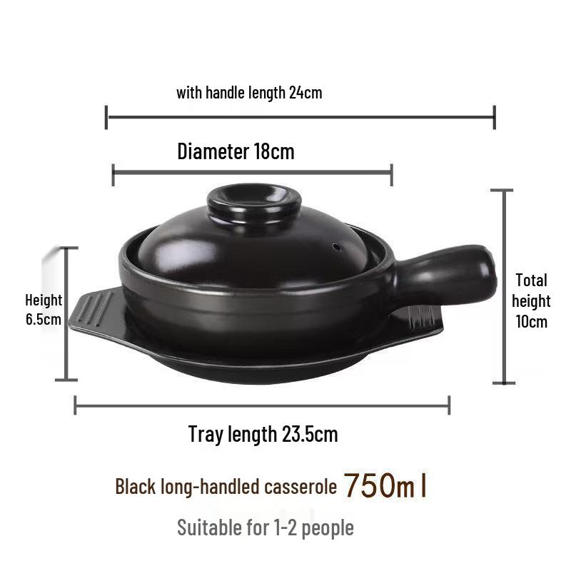 High-Temperature Resistant Clay Pot with Handle for Claypot Rice & Noodles - Durable, No Crack, Small Commercial Sand Pot