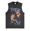 Canotta Senza Maniche Tupac Grafica Retro High Street Cotone Pesante