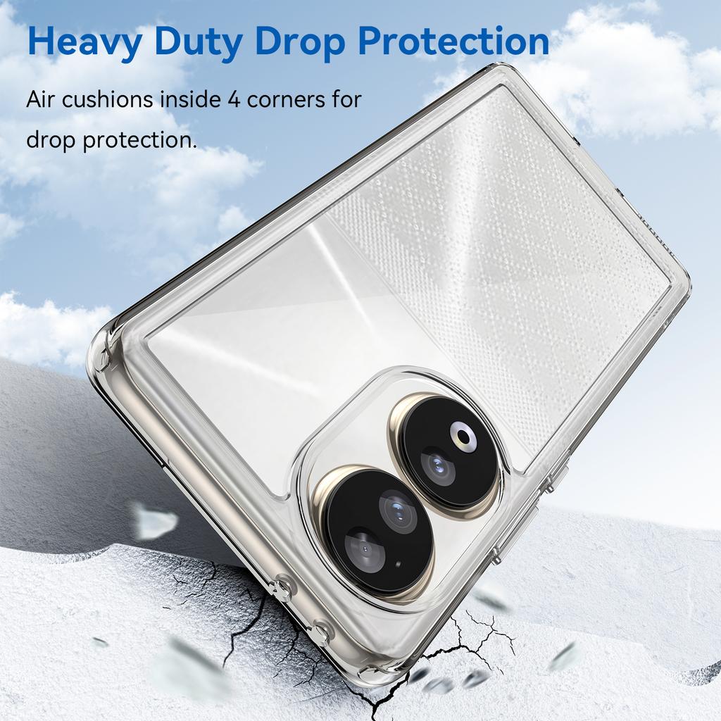 TPU+Acrylic Cover for Honor 90 Clear Phone Case with Electroplating Buttons (Big Rear Lens Hole)