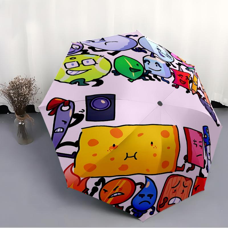 Inanimate Insanity Print Automatic Umbrella, 8 Rib Iron Frame, Plastic Handle, Suitable for Outdoor Travel &Daily , Ideal Gift