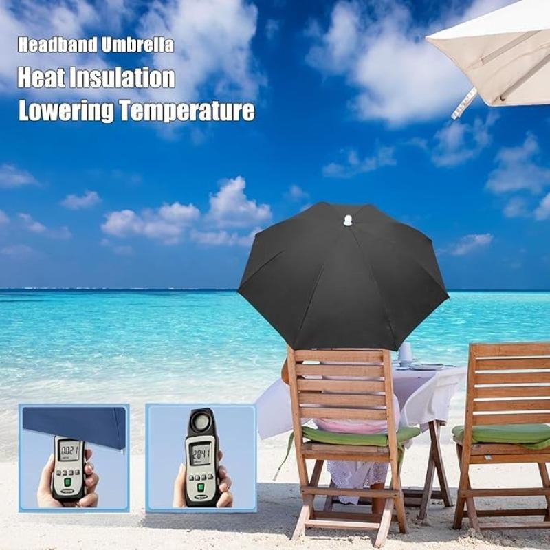 2pcs Adjustable Head-Mounted Umbrella Hat, Suitable for Fishing, Camping, And Gardening. Windproof ABS Material with Elastic