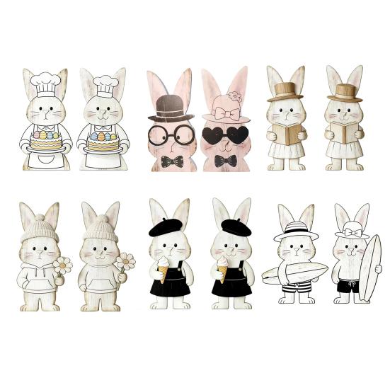 2 st påskhare dekoration bondgårdsstil rustik par kanin bordskylt hem kontor vår påskhelg fest bords mittpunkt prydnad