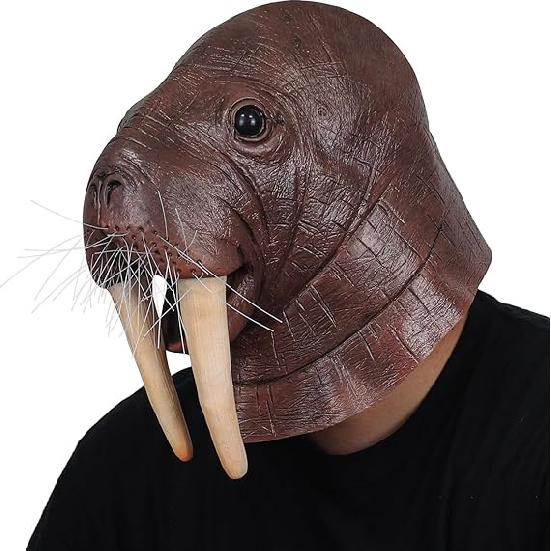 Halloween Party Prank Funny Animal Mask Sea Animal Dog Headgear Funny Animal Walrus Latex Mask