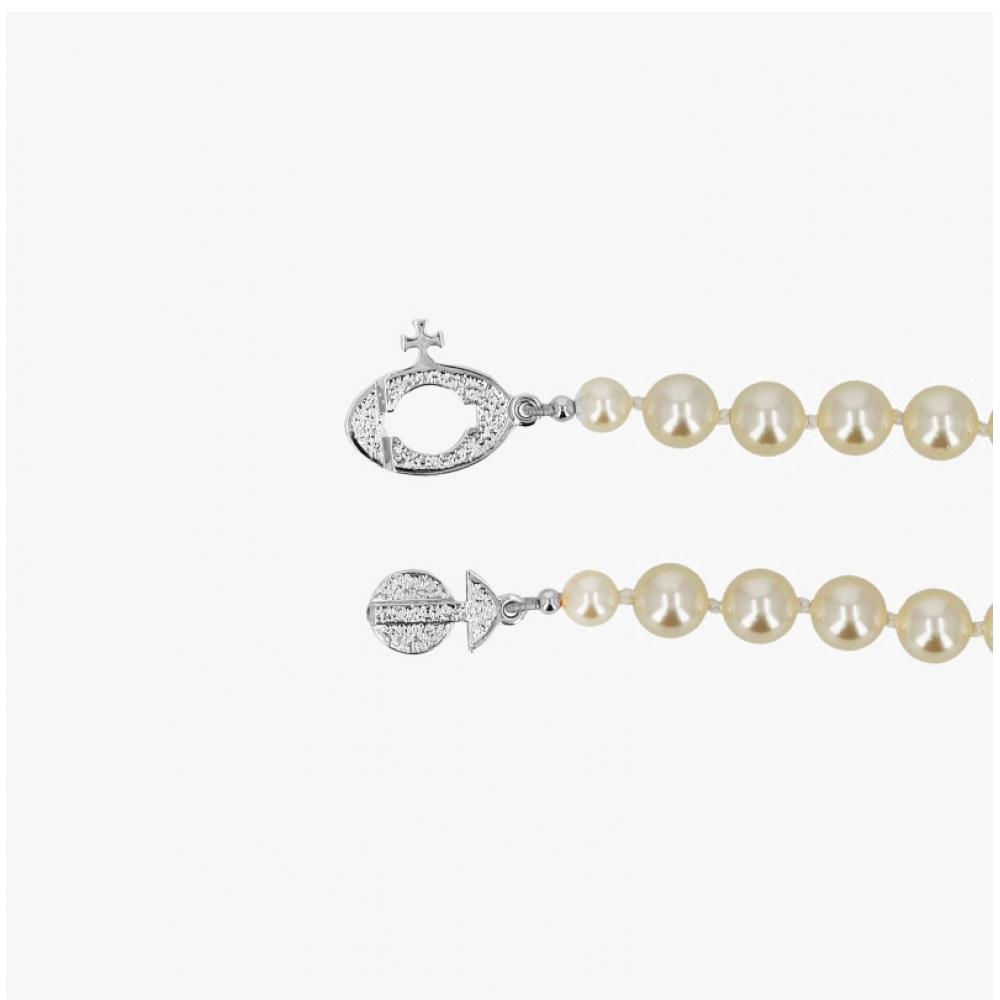 Vivienne Westwood Women Low Pearl Drop Choker Necklace 63030008