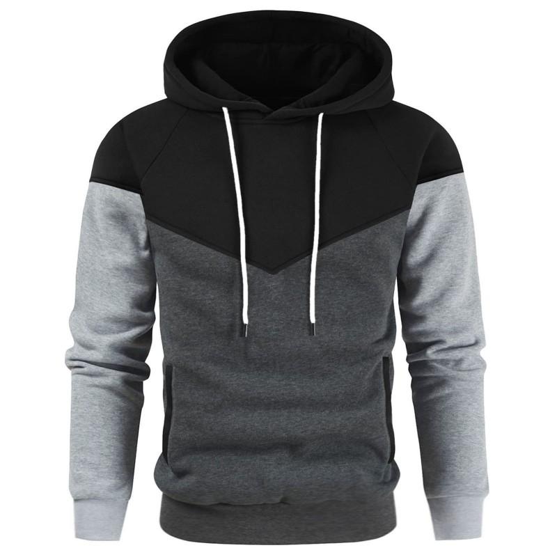 Mens Colorblock Hoodie Cotton Blend Casual Sweatshirt Lightweight Pullover