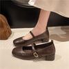 PU-Leder Mary Janes Schuhe Damen Lolita Schuhe Frühling Herbst Elegante Schnallenriemen Schuhe Damen Flache Lässige Streetwear Loafer