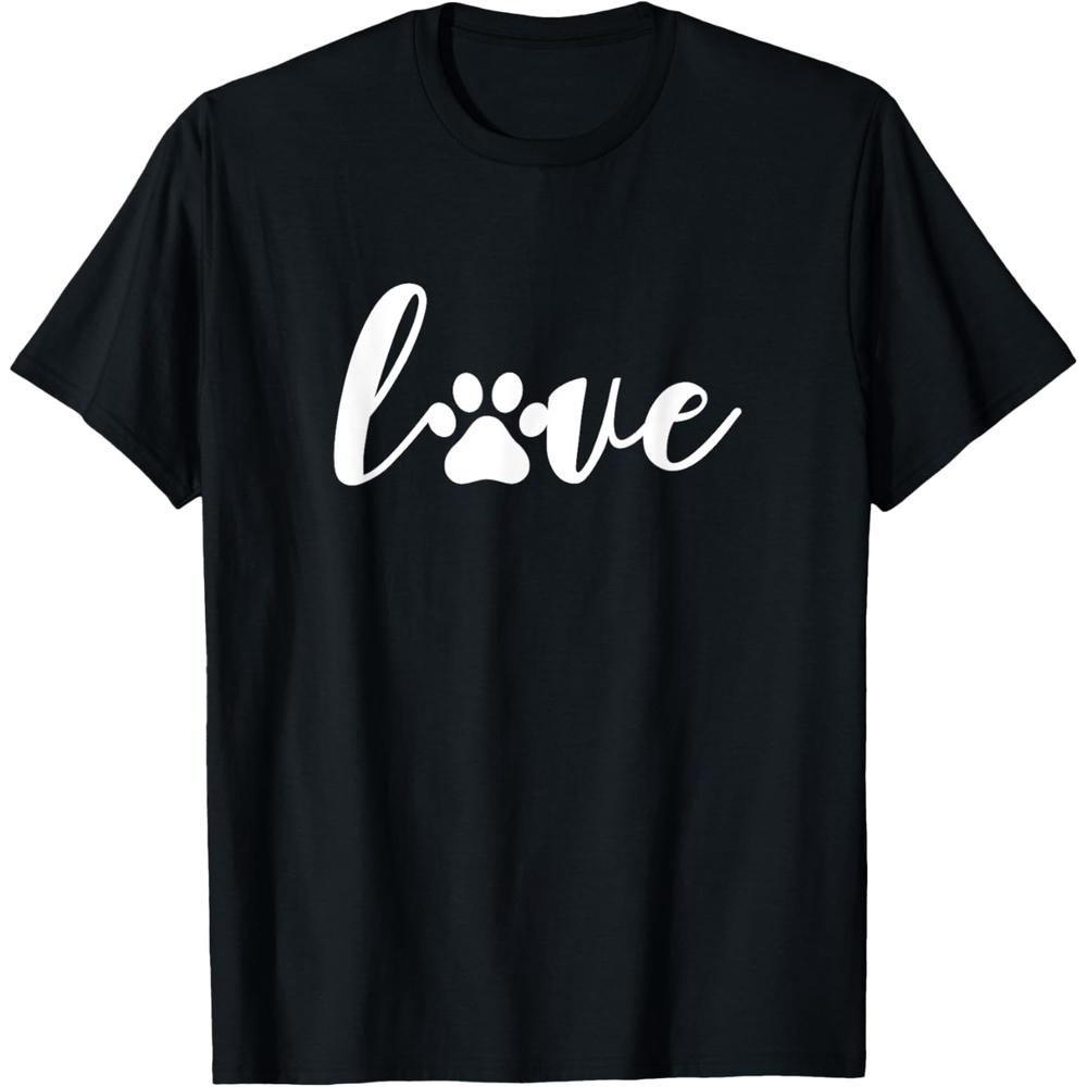 Paw Print Love Heart Funny Cool Dog Cat Mom Pet Animal Lover T Shirt M
