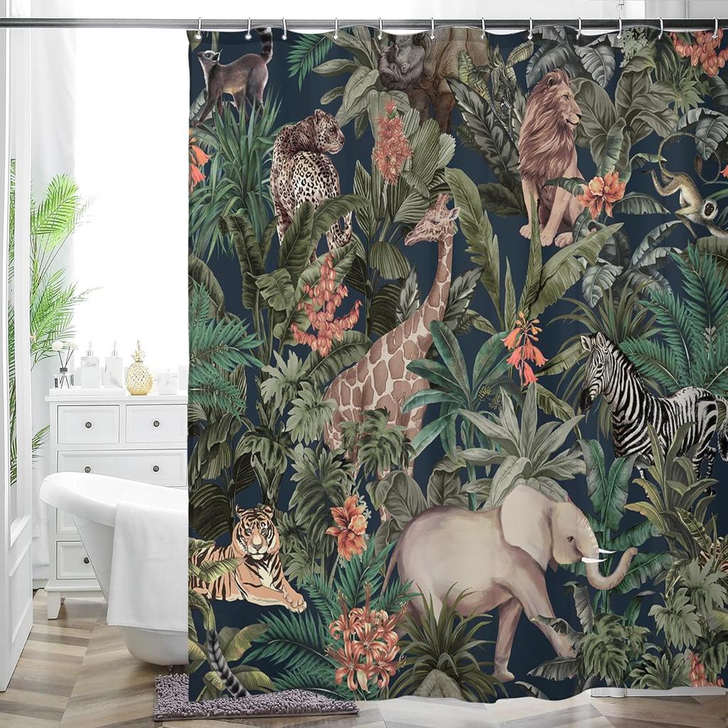 Bohemian Bathroom Shower Curtain Colorful Floral Printed Polyester Fabric Shower Curtain For Bathroom Decoration