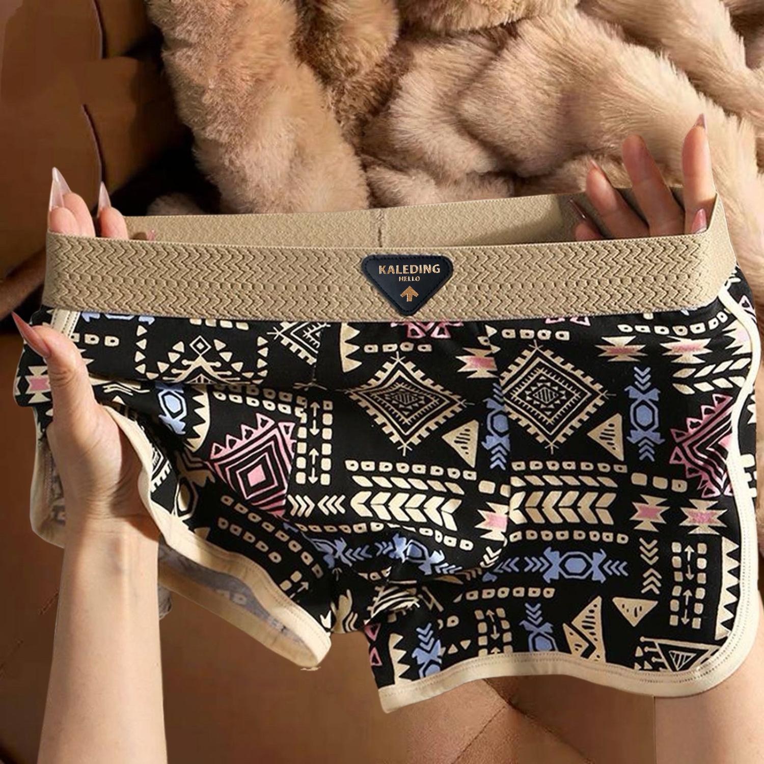 

Ретро Етнічні Чоловічі Дихаючі Боксери-Брифи, Трендовий Міжнародний Великий Розмір (64-84СМ) L for 50-60kg чорний