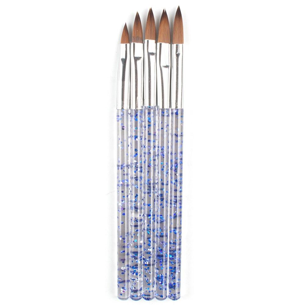 

5/6 шт./компл., нейлоновая кисть для волос, кисть для ногтей, ручка с синими стразами, акриловая кисть Kolinsky, ручка для создания геля для ногтей, инструменты для нанесения точечного рисунка