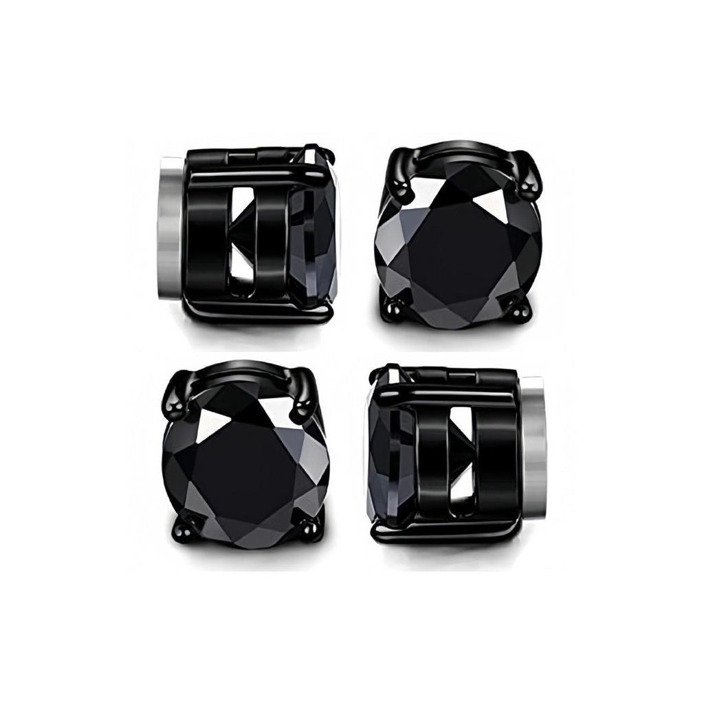 Zirconia Magnetic Ear Clips | No Piercing Faux Stud Earrings for Couples In Stainless Steel