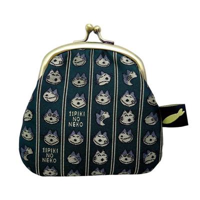 11 Cats Jacquard Clasp Wallet, Kao Green