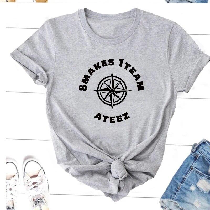 Ateez Fellowship Break The Wall T Shirts Kpop Round Neck Short Sleeve T Shirt Korean Fashion Streetwear Fans Clothes K-pop Tops Unisex