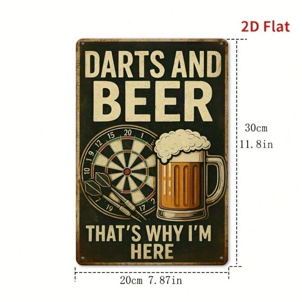 Metall Wandkunst Vintage Dart und Bier Lustiges Bar Schild