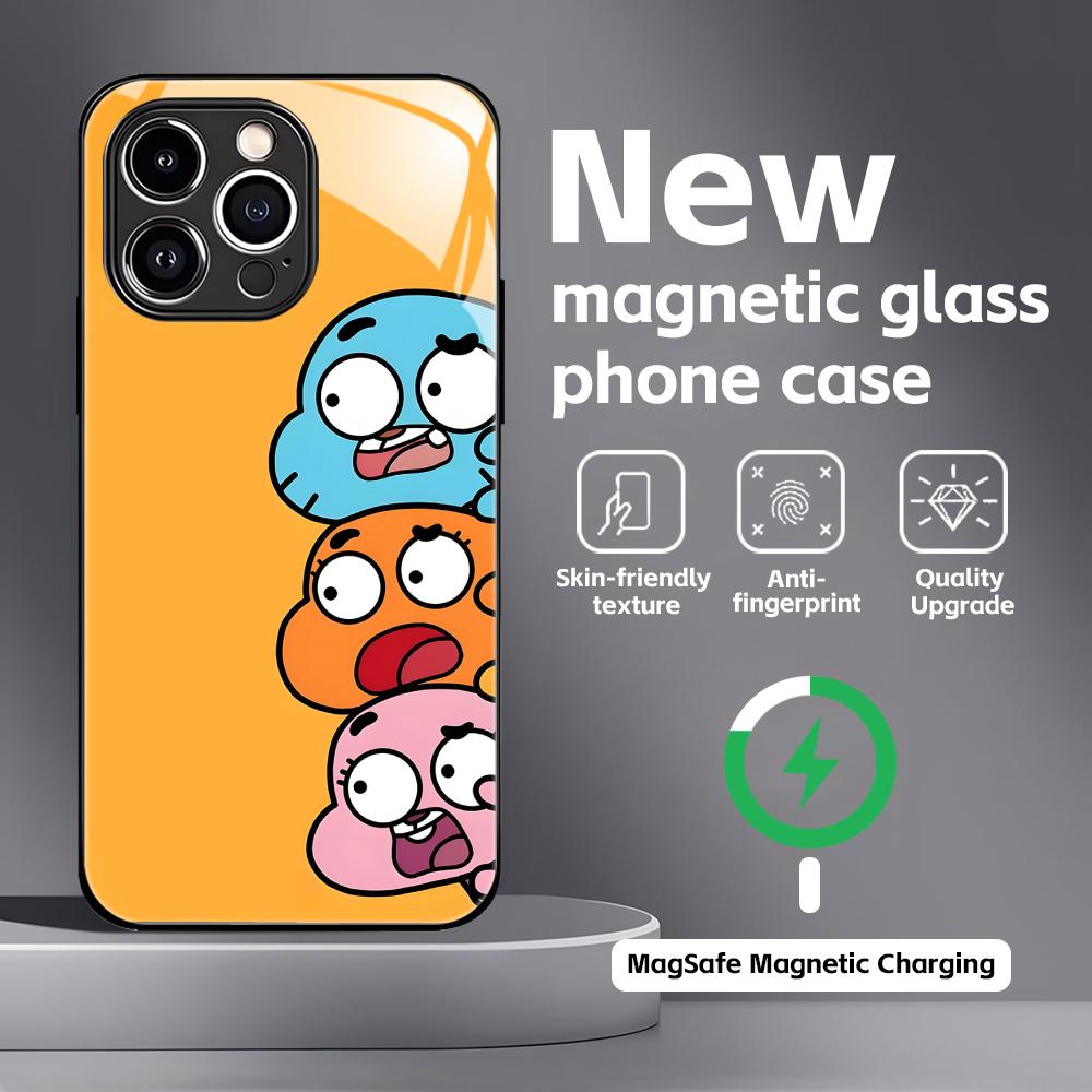 The Amazing World of Gumball Phone Case For iPhone17 16 15 14 13 12 11 X XR XS 8 Plus Mini Pro Max Glass Magnetic Case