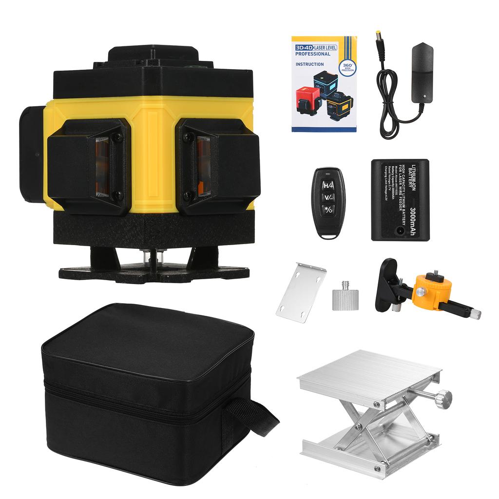 4D Omni-directional Professional Laser Level 12 Line Laser Level Tool 3×360° Green Beam Self