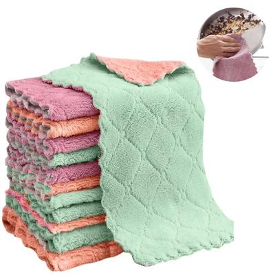 1/10pcs Pano de Lavar Louça Toalhetes de Limpeza de Cozinha Multiuso Doméstico Absorvente Antiaderente Óleo Fibra Pano de Limpeza