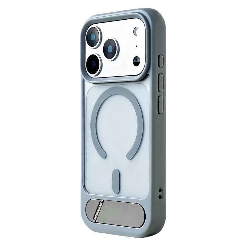 Invisible Folding Metal KickStand for MagSafe Armor Case for iPhone 17 17Pro Max 17Pro Magnetic Frosted Wireless Charge PC Cover iPhone 15