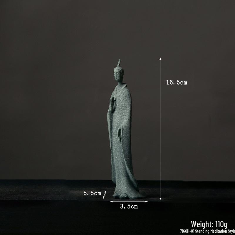 Porcelain Green Sandstone Buddha Ornament for Zen Fish Tank or Bonsai Display