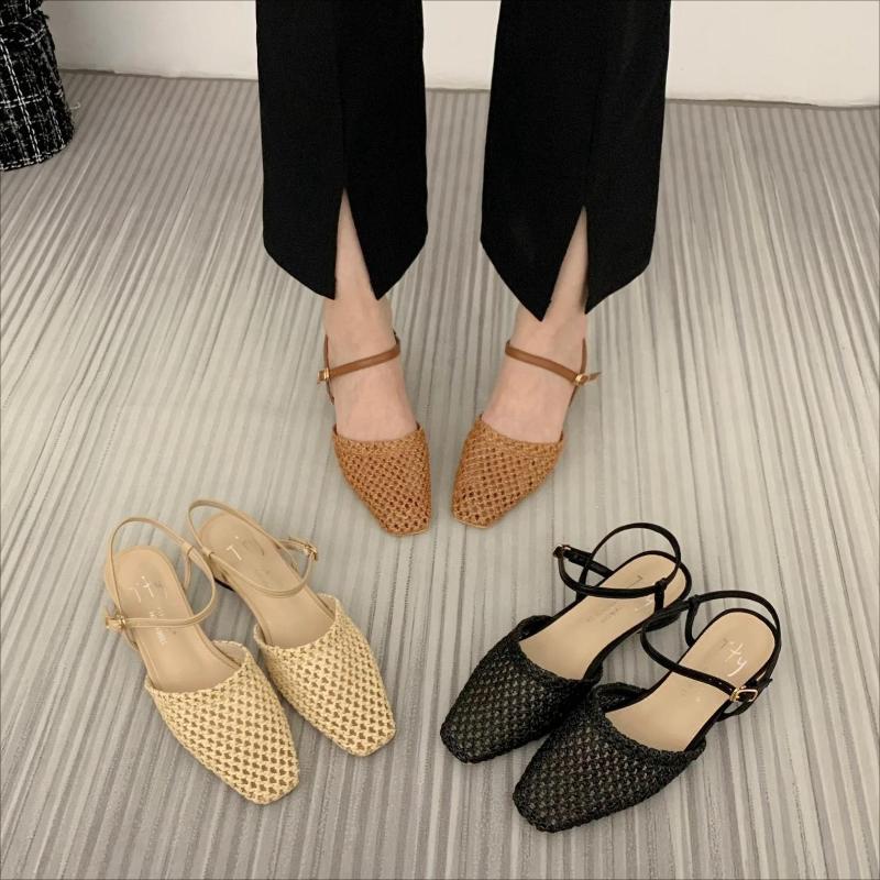 Fashion Fashion Back Strap Buckle Wedge Sandals Woman Retro Mesh Hollowed Women Sandals Comfortable Breathable Non-slip Slide Sandals