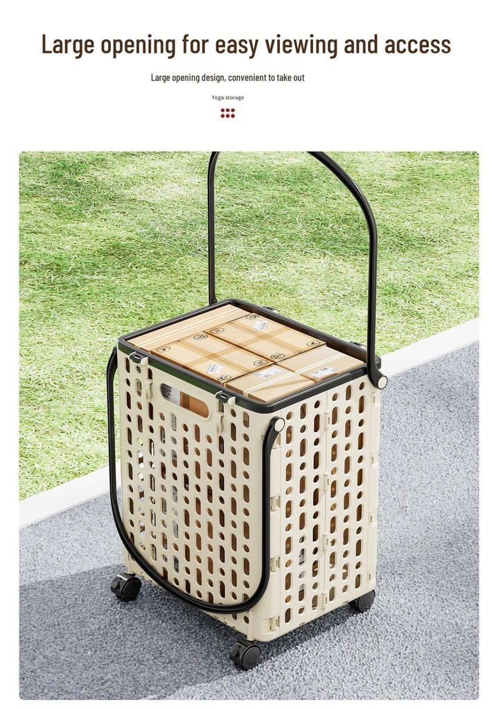 Compact Folding Handheld Grocery Cart for Outdoor & Household Use