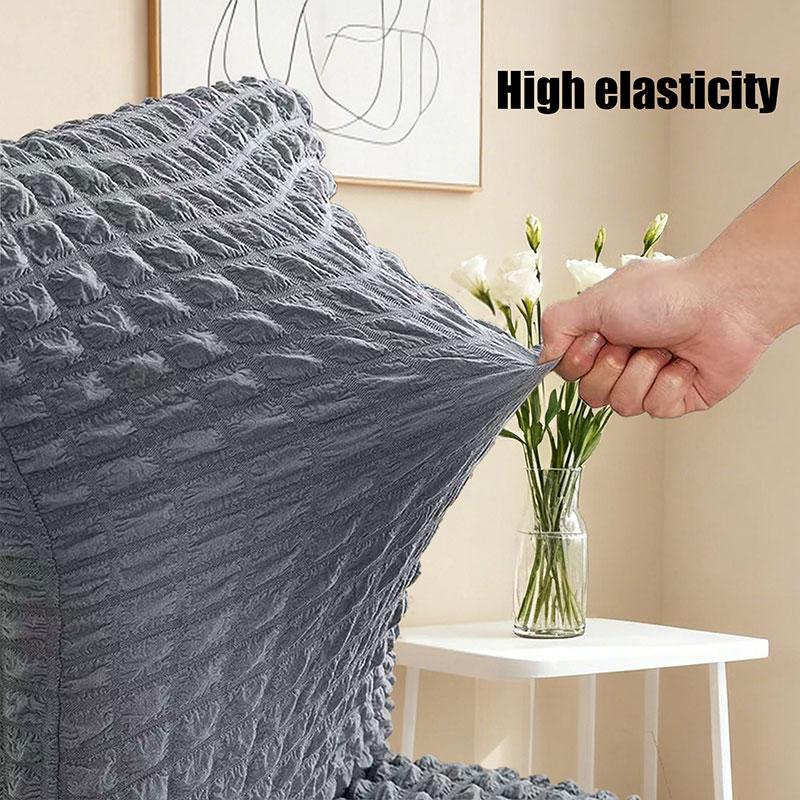 1pc Seersucker Chair Cover with Elegant Ruffle Skirt for Dining Room Washable Kitchen Chair Slipcover For Hotel Wedding