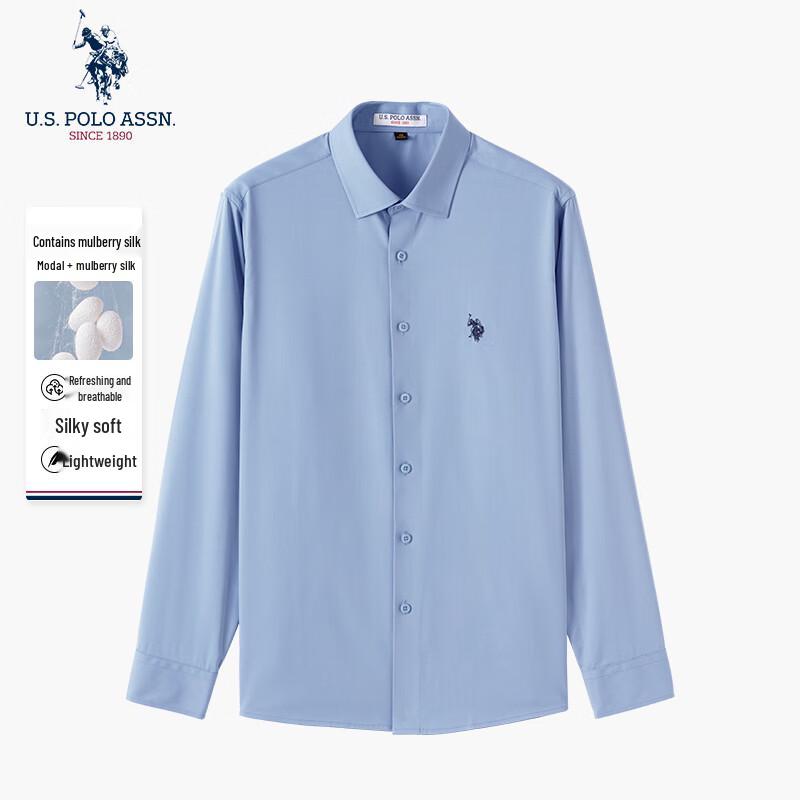 U.S. Polo Assn. Camisa de manga larga para hombre de mezcla de seda