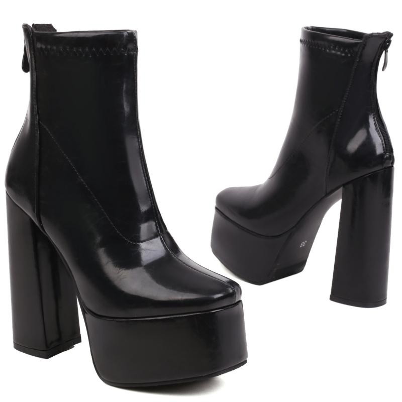 Plateau Stiefeletten Damenschuhe Herbst Winter Knöchelstiefel für Damen Hohe Absätze Schwarz Rot Weiß Party Tanzschuhe Große Größe