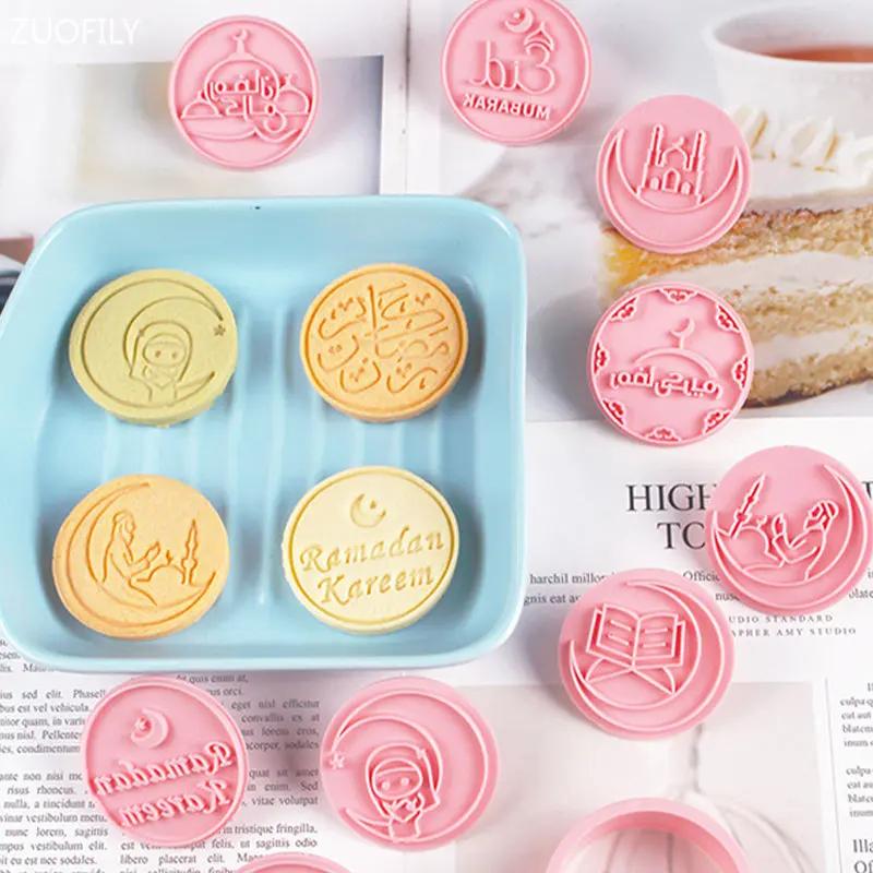 10PCS Ramadan Cookie Cutters Set Castle Arabic Calligraphy Boy Girl Eid Mubarak Biscuit Mold DIY Cake Fondant Stamp Baking Tools