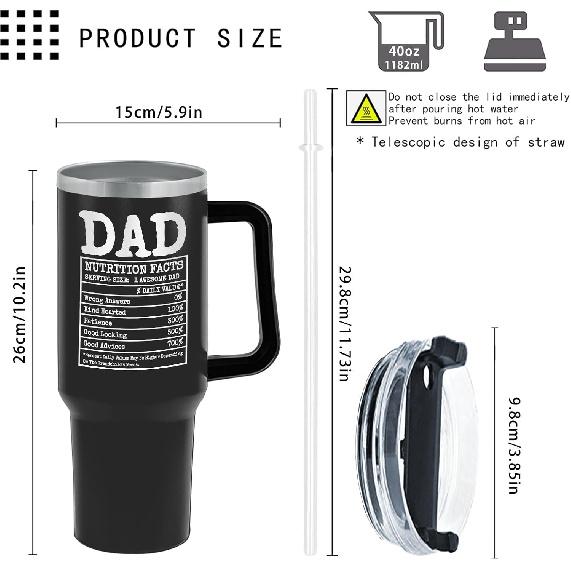 Good Gifts for Dad Who Has Everything,dad Est 2025 Insulated Coffee Tumbler for Dad 40 oz, Best Gifts for Father In Law