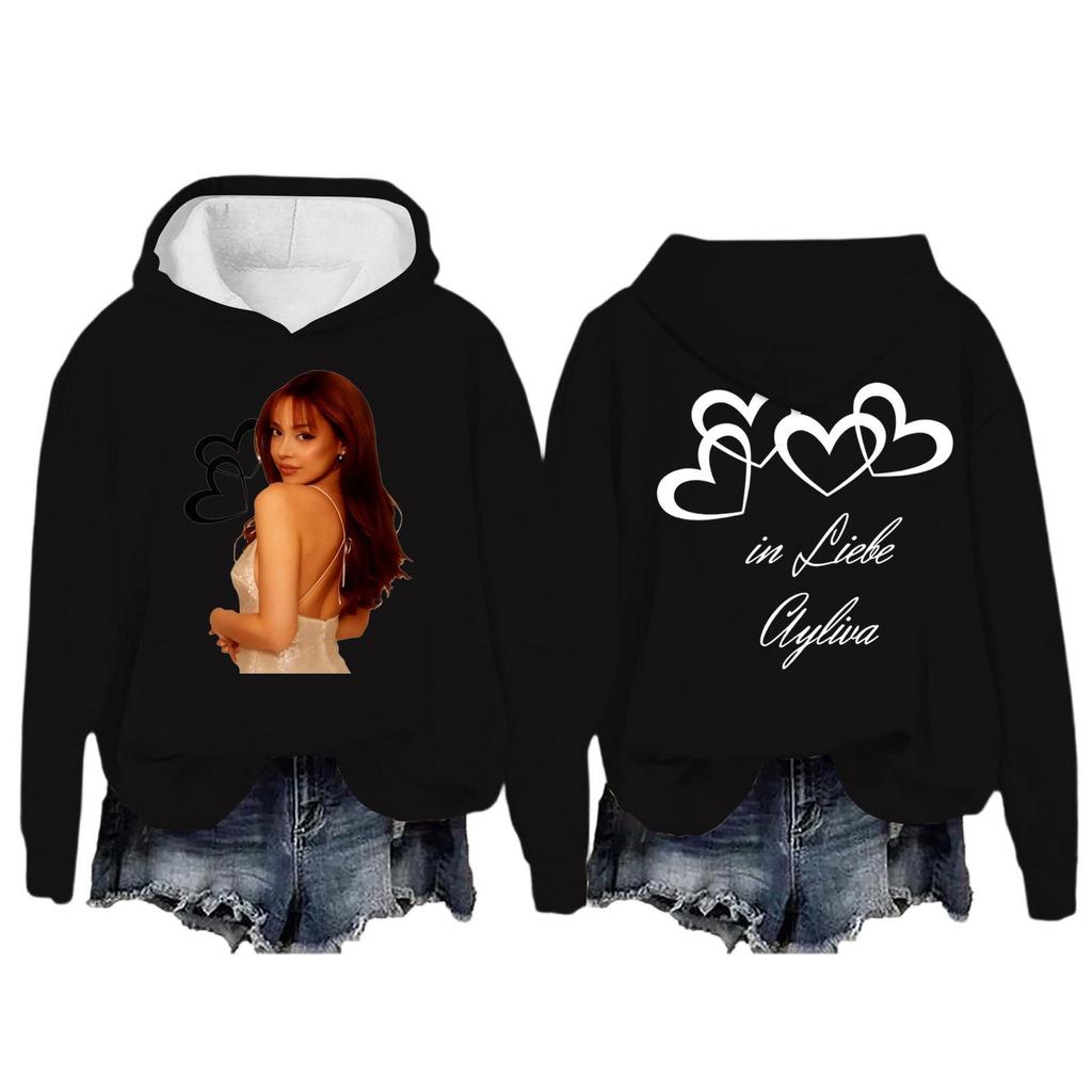 Women's Fashion Casual Long Sleeve Loose Printed Pullover Sports Long Sleeve Hooded Sweatshirt