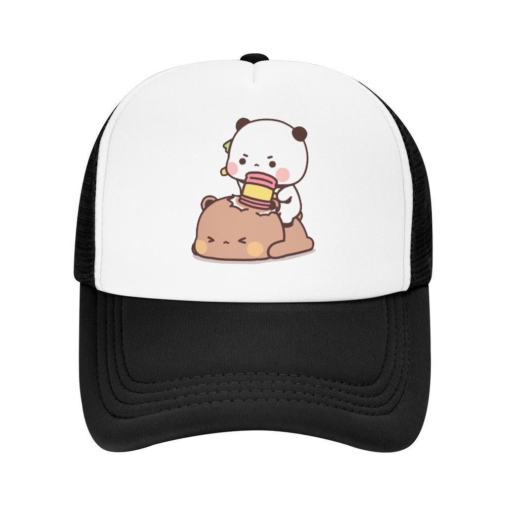 Panda Bear Couple Mesh Baseball Caps Unisex Outdoor Trucker Hat Bubu And Dudu Hat Adjustable Fishing Hat Summer Trucker Hats