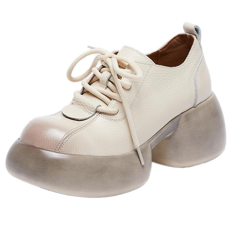 

Модные туфли-лодочки из натуральной кожи GKTINOO 2025 Весна Новинка Женская обувь на толстой подошве Ретро Удобные туфли-клинья на платформе с круглым носком 9