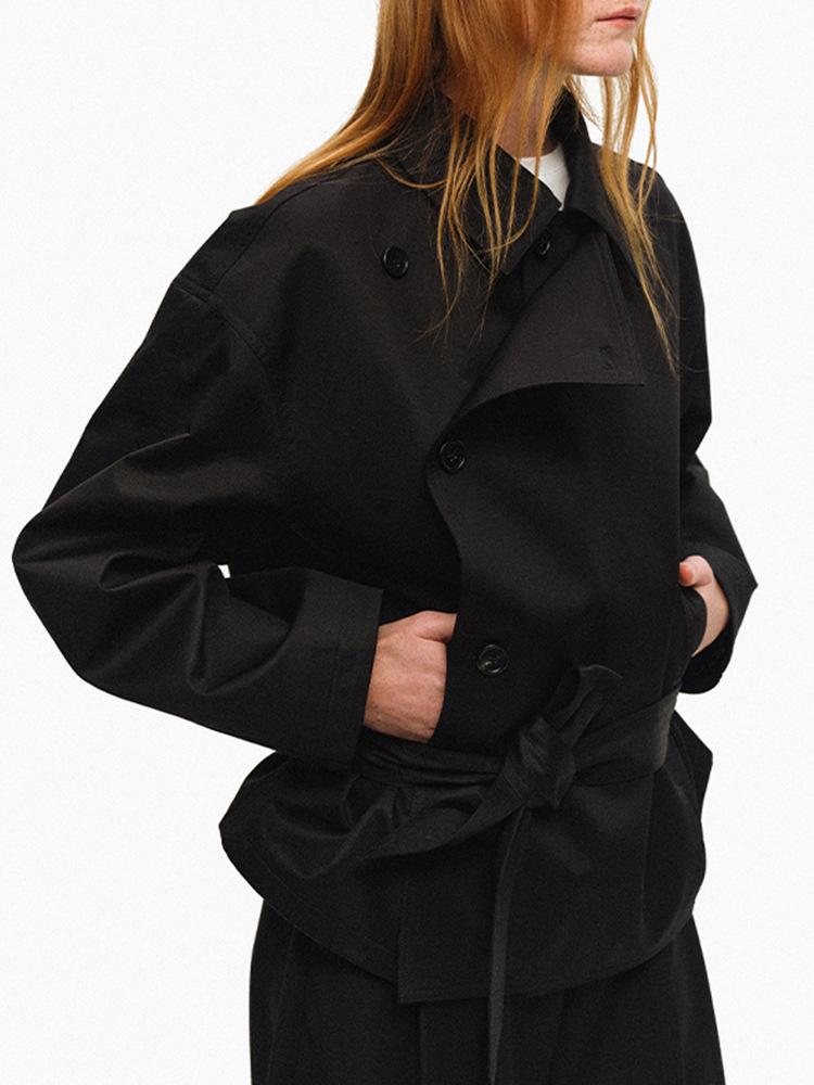 European and American High-End Niche Lapel Trench Coat: Waist-Cinching, Double-Breasted, Loose Fit, Convertible Jacket for Women