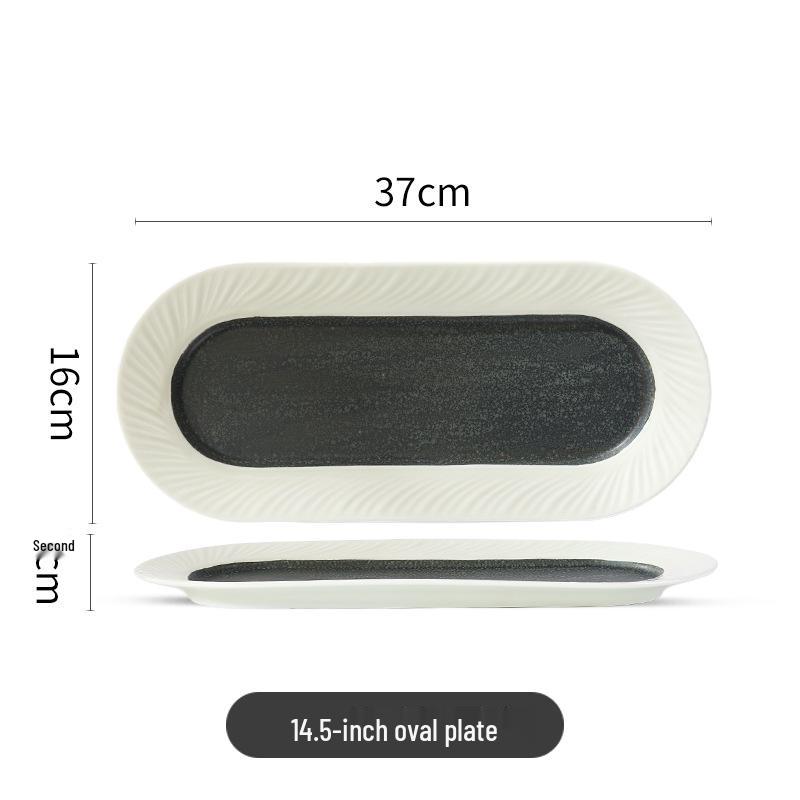 Японская керамическая овальная тарелка для суши с глазурью