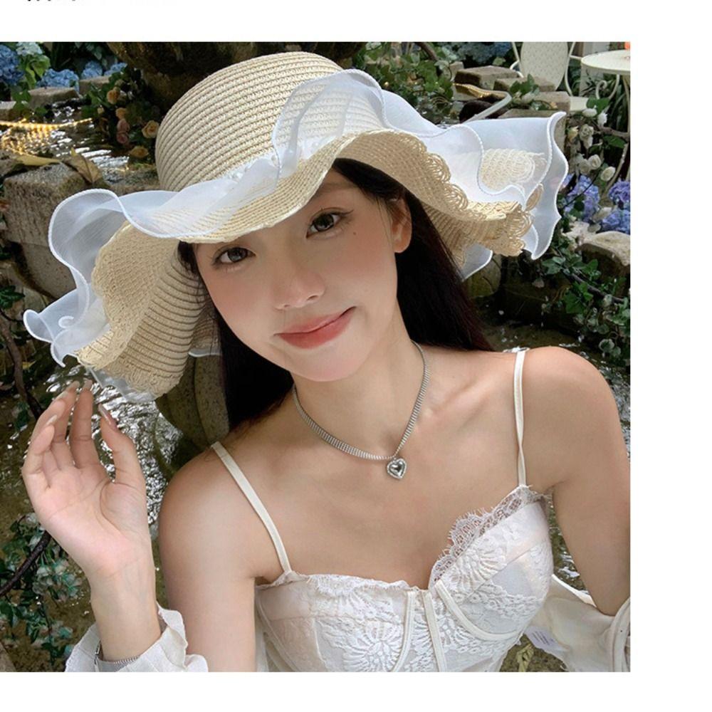 Sun Protection Sun Hat Wide Brim Beach Hat Fashion Straw Hat  for Women