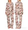 1116 European and American Pajamas Women's Christmas New Year Cartoon Two-piece Set Milk Silk Loungewear