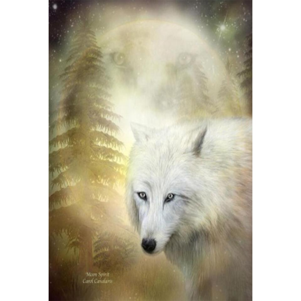 Pictură cu diamant DIY 5D cu strass Animal complet cu diamant brodat Lup Artă Imagine Mozaic Kit cusă de cruce Decorare cadou