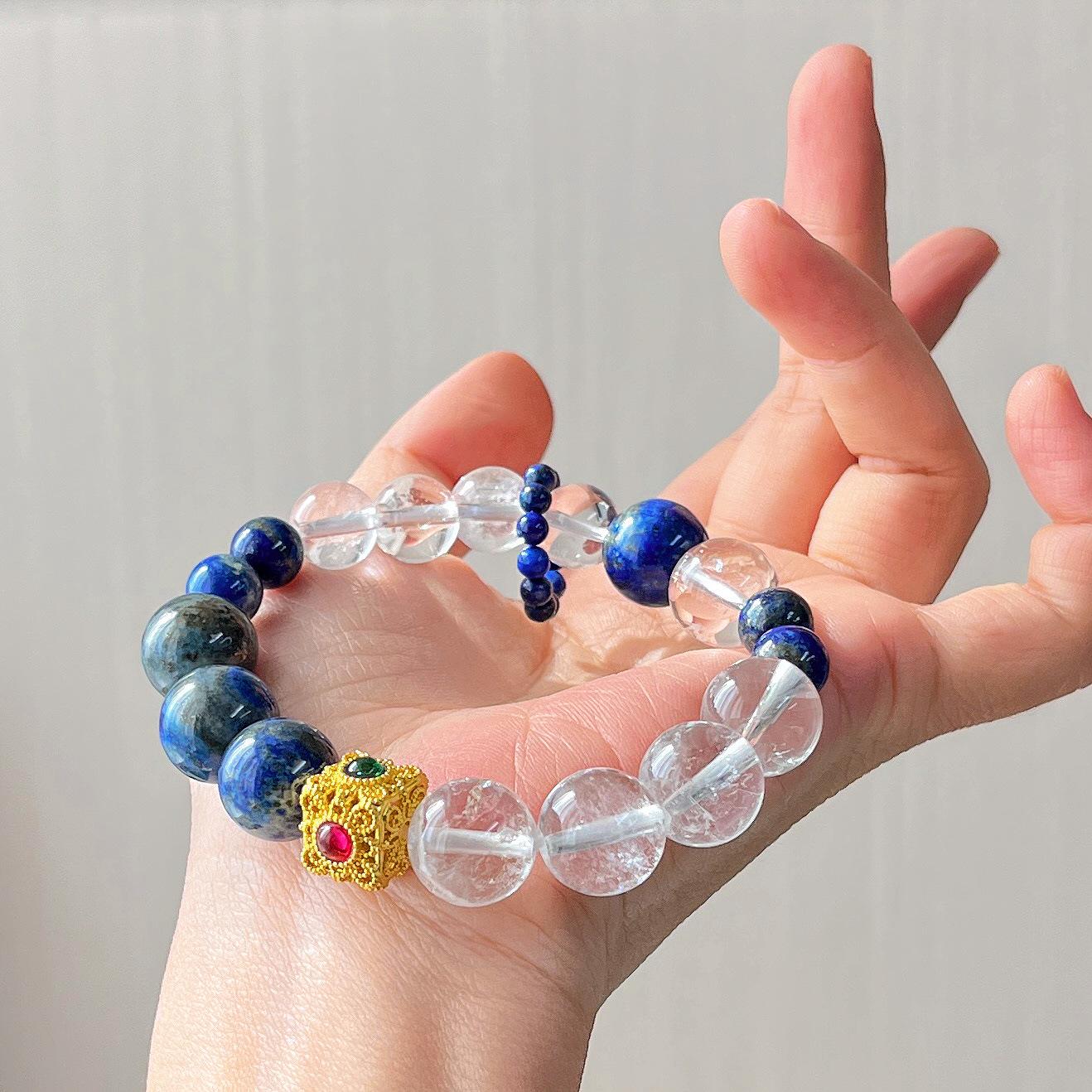 Design Sense Natural Lapis Lazuli White Crystal Atmosphere Sense Bracelet Bracelet