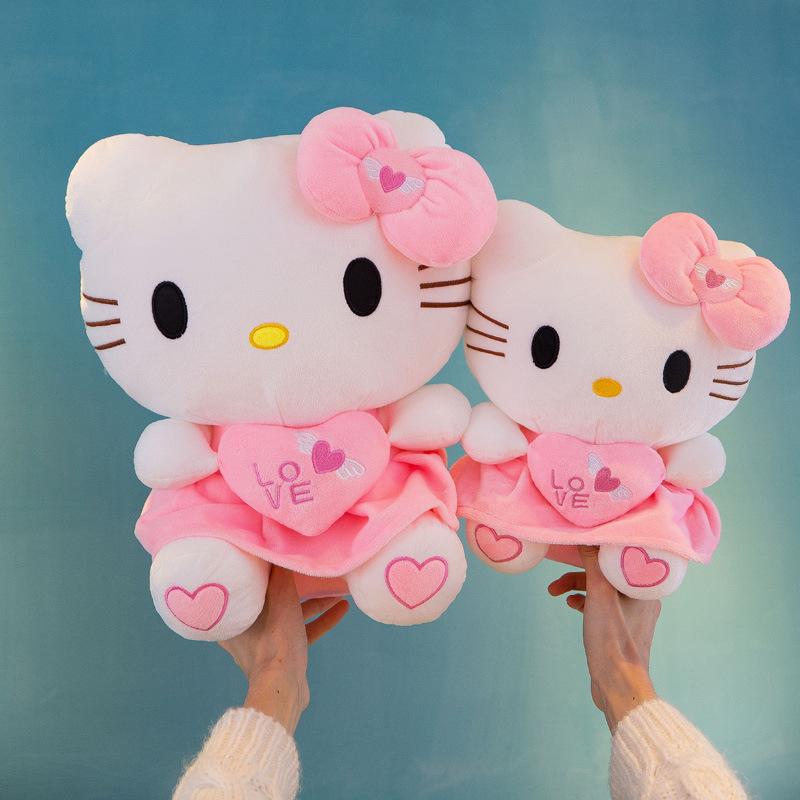 Angel Cat Plush Toy - Heart-Holding Cat Girl Doll, Children's Pillow, Perfect Gift or Claw Machine Prize