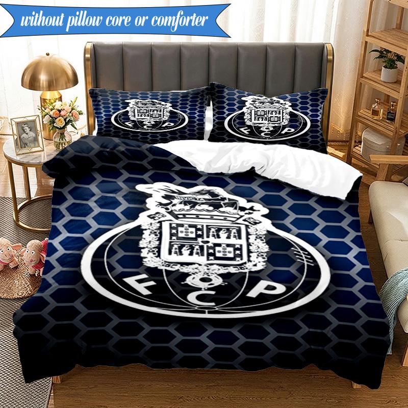 Set Biancheria da Letto Morbido Stampato Design FC Porto 3 Pezzi, Include 1 Federa Copripiumino e 2 Federe Federe Perfetto per Camera da Letto, Dormitorio, Regalo per Fan
