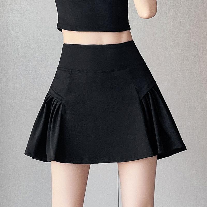 Dámská letní 2025 tenisová a jógová sukně z ledového hedvábí s ochranou proti slunci - Středně dlouhá pro sporty jako badminton a fitness