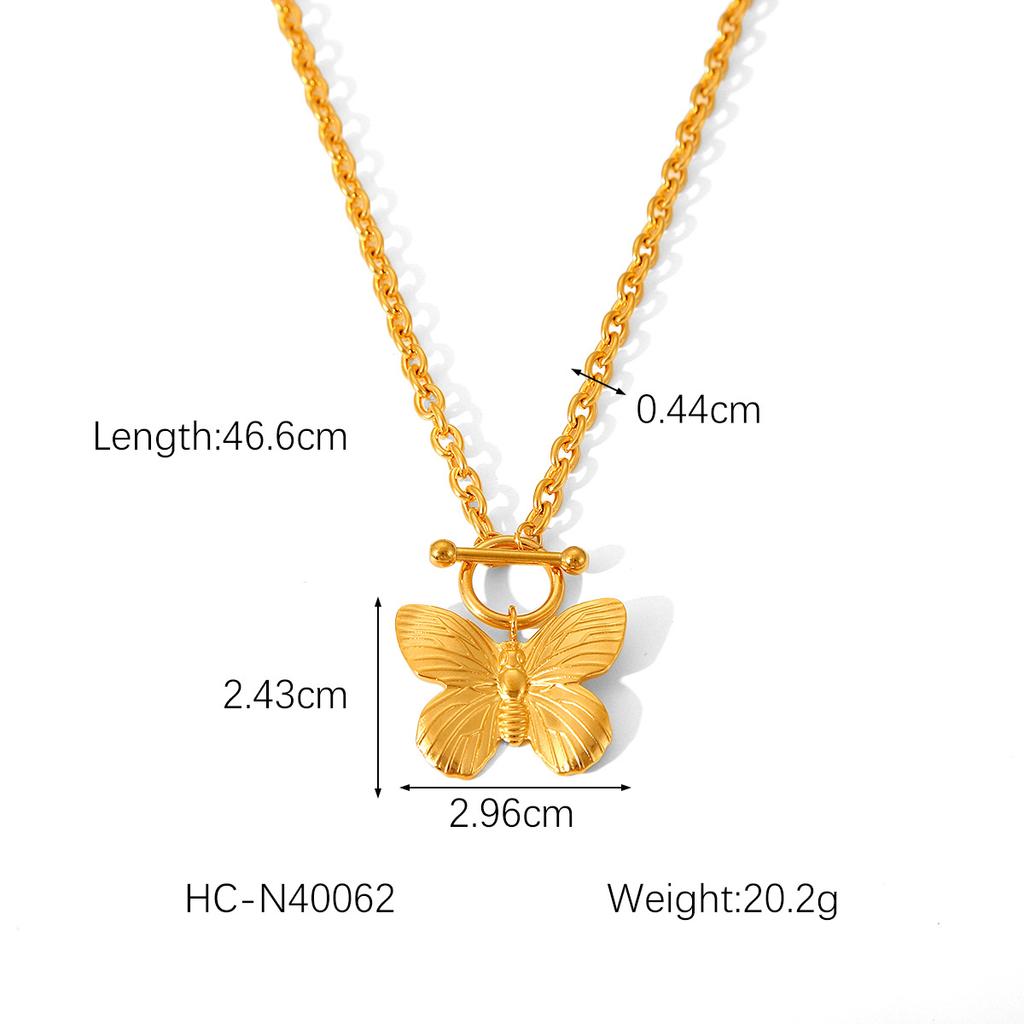 Titanium Steel Bead Chain Necklace with Butterfly Pendant Elegant Jewelry for Women