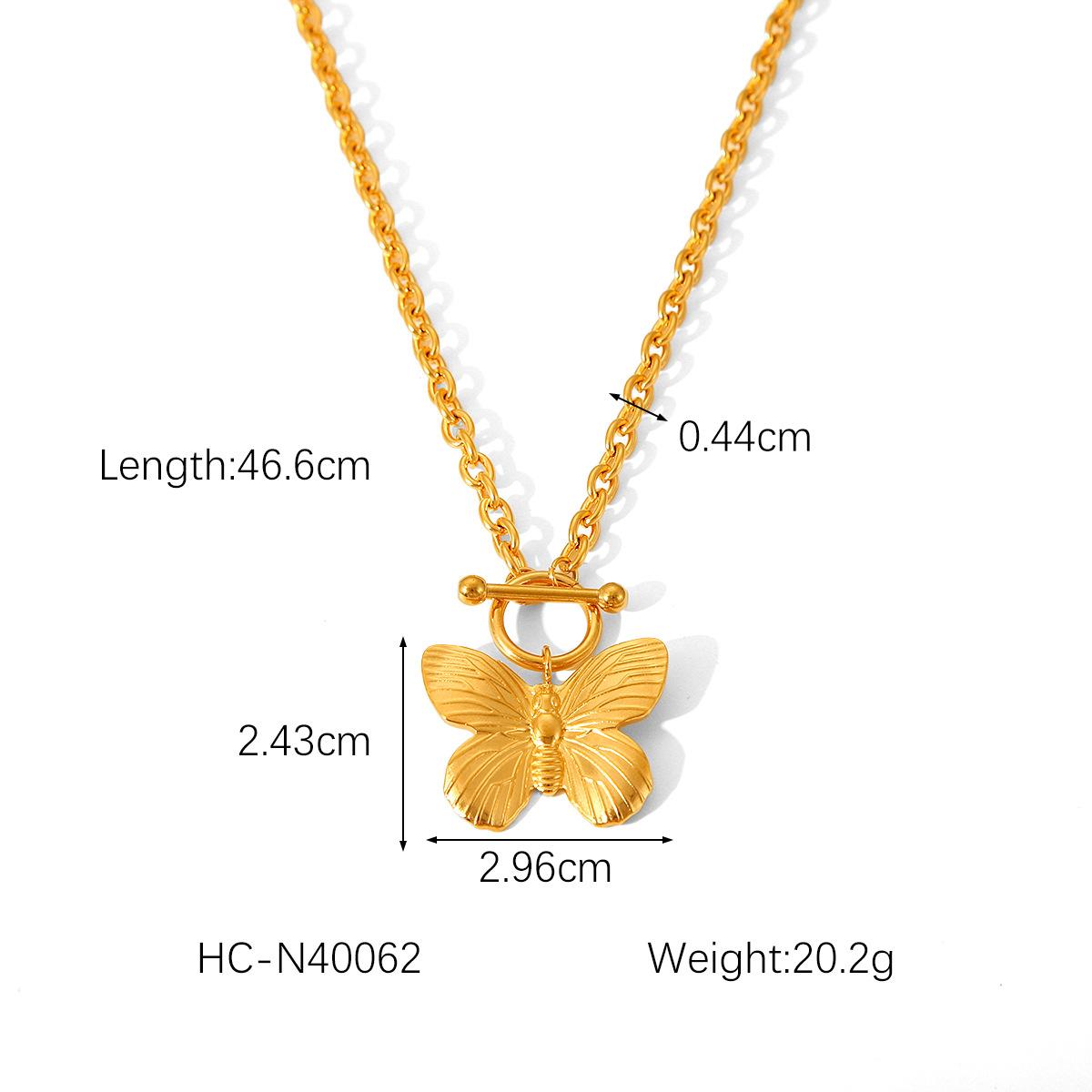 Titanium Steel Bead Chain Necklace with Butterfly Pendant Elegant Jewelry for Women